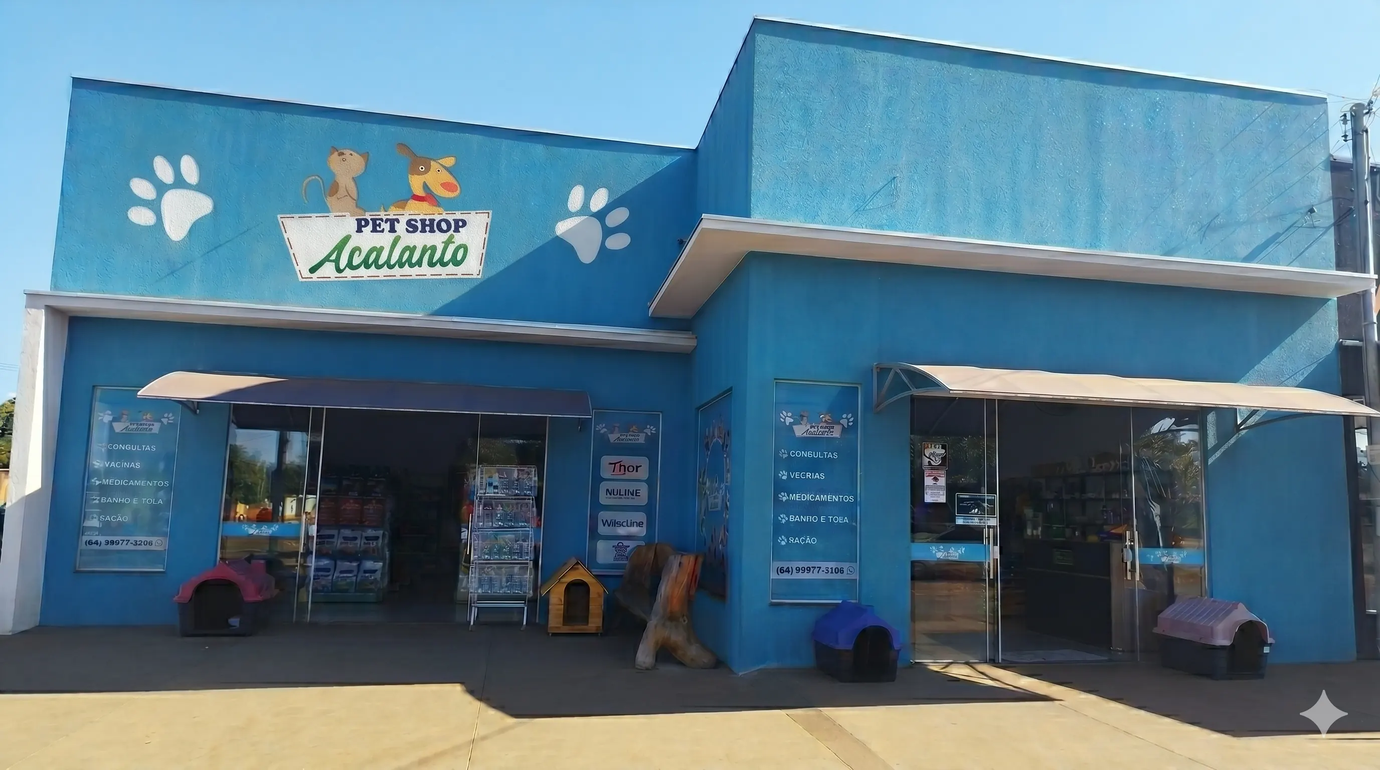 Fachada Pet Shop Acalanto e PetFarma em Chapadão do Céu